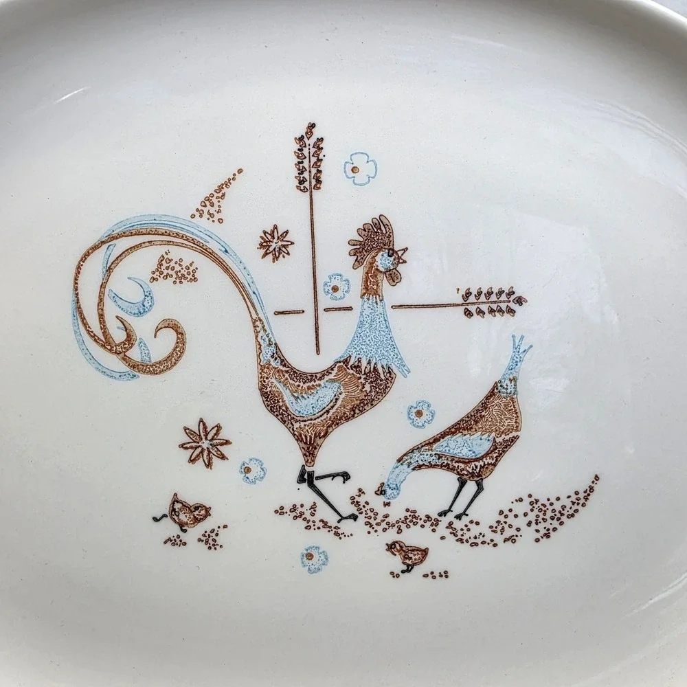 MCM‎ Platter Taylor Smith & Taylor Colorcraft Rooster Peppermint Roo Farmhouse